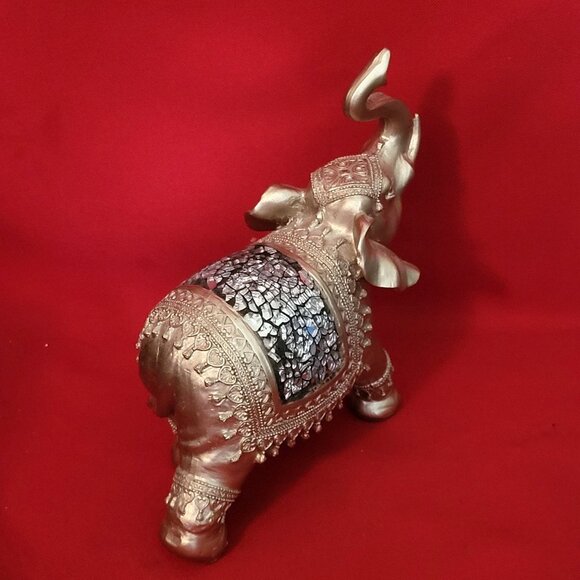 Golden Standing Elephant Trunk Up Figurine - Picture 13 of 14